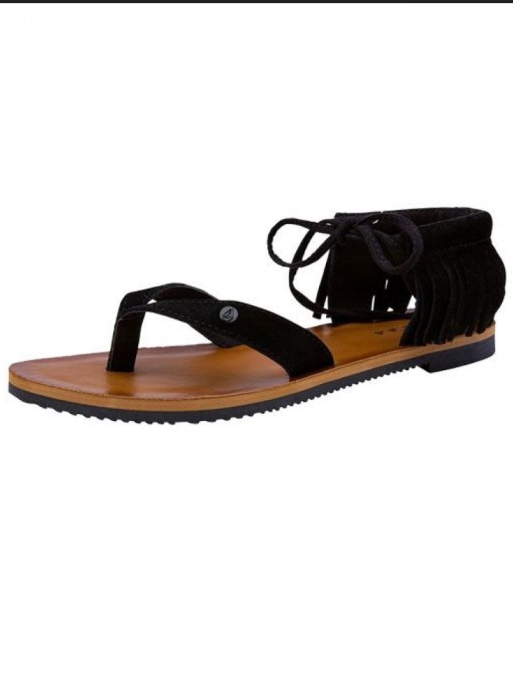 VOLCOM Black fringe thong sandals size 7 1/2